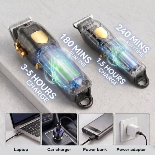 SHYEEH Hair Clippers for Men Set, Hair Trimmer & Beard Trimmer for Men Set Black