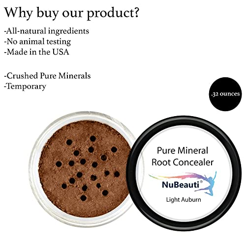 Root Concealer Touch Up Powder | All-Natural Crushed Minerals | Gray Hair Cover for Black, Brown, Auburn and Blonde .30 oz (Light Auburn, Without Brush) Light Auburn