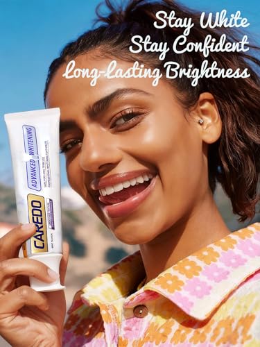 CAREDO Extra Strength Whitening Toothpaste for Adults, Enamel-Safe Polishing Micro Particles with Hydroxyapatite, Powerful Stain Removal, Fluoride-Free, 3.52 oz