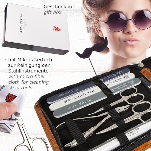 3 Swords Germany – manicure pedicure set kit (656) OSTRICH BROWN