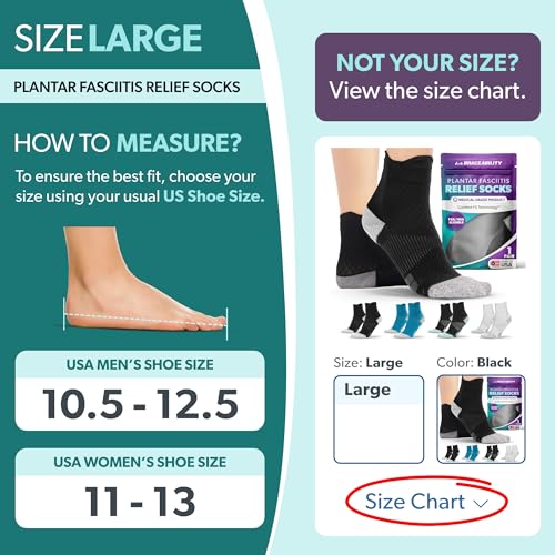 BraceAbility Plantar Fasciitis Relief Bundle - Compression Socks and Night Splint Sock for Heel Pain, Achilles Tendonitis and Foot Stretching Support (L Black)
