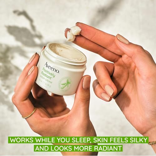 Aveeno Positively Radiant Moisturizing Face & Neck Night Cream with Tone Correcting Soy & Niacinamide,Night Cream Targets Dull Skin-& Evens Skin Tone-& Texture,Hypoallergenic,1.7 oz,(Pack of 2) 1.7 Ounce (Pack of 2)