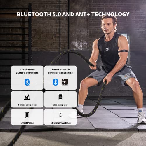 COOSPO HW9 Bluetooth 5.0 ANT+ Heart Rate Monitor Armband with HR Zones/Calories Burned, Optical HRM Sensor for Fitness Training/Cycling/Running,Compatible with Peloton,DDP Yoga,Wahoo COOSPO Heart Rate Monitor Armband HW9