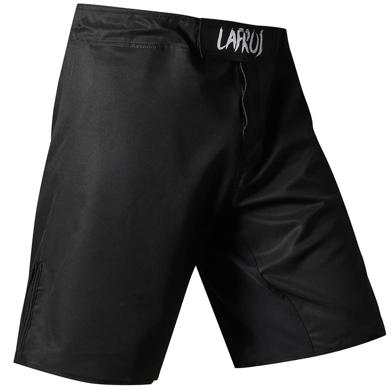 LAFROI Mens MMA Cross Training Boxing Shorts Trunks Fight Wear with Drawstring and Pocket-QJK01 Black Small