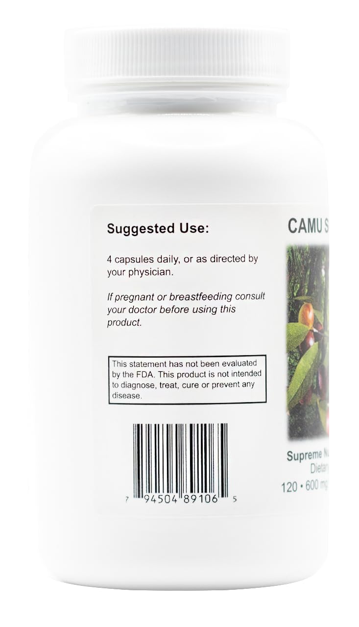 Supreme Nutrition Camu Supreme, 120 Pure Camu Camu Fruit Vegetarian Capsules 120 Count (Pack of 1)
