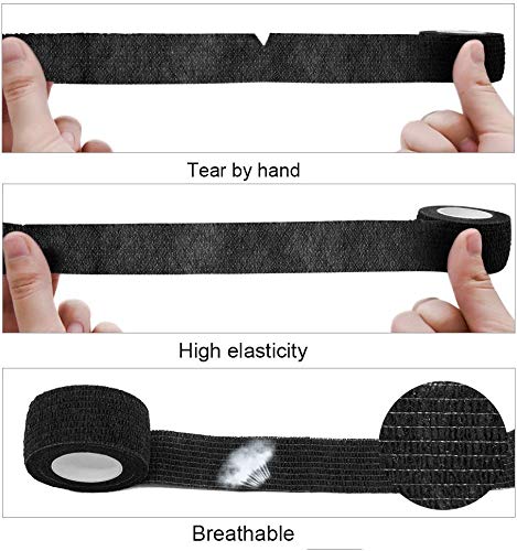Self Adhesive Bandage Rolls Grip Cover Sensi Wrap Tape for Sports,Wrist,Ankle,Pets 5-Yards 24pcs (1 inch, Black) 1 Inch (Pack of 24) - BeesActive Australia