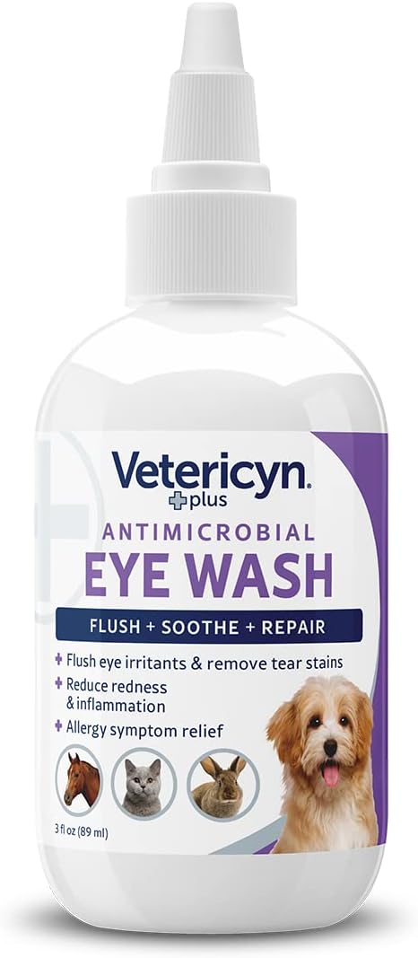 Vetericyn Plus Dog and Cat Eye Wash | Eye Drops for Dogs and Cats to Flush and Soothe Eye Irritations, Dog Tear Stain Cleaner, Safe for All Animals. 3 ounces 3 Fl Oz (Pack of 1) - BeesActive Australia