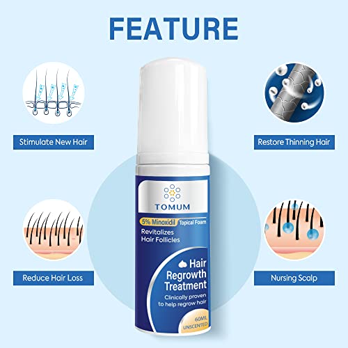 5% Minoxidil Foam for Men and Women: Hair Regrowth, Fast-Absorbing Lightweight Minoxidil Treatment for Thinning Hair, Receding Hairline & Balding, Non-Greasy Unscented Hair Growth Foam Clear 4.14 Count (Pack of 1)