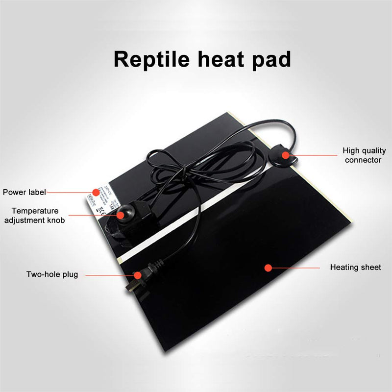 MQ Reptile Terrarium Heat Pad with LCD Digital Aquarium Thermometer, 6 x 11in Power Adjustment Under Tank Heater Mat for Pets, Small Animals, Seedling, 7W 7W, 6*11 in