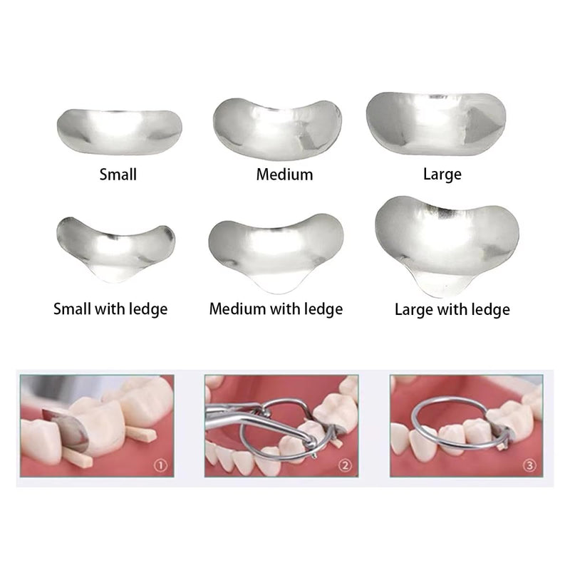 Dental Matrix Bands 3 Packs Sectional Contoured Metal Matrices System 50μm for Tooth Interproximal Refill Large Size 3 Packs Large