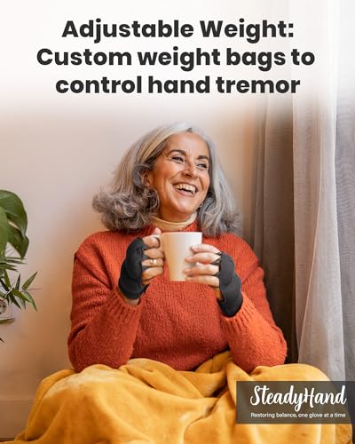 SecureHold Weighted Gloves for Tremors and Parkinson's Patients, Adaptable Design for Shaking Hand Daily Function Improvement (Right Hand-L) L(right hand)