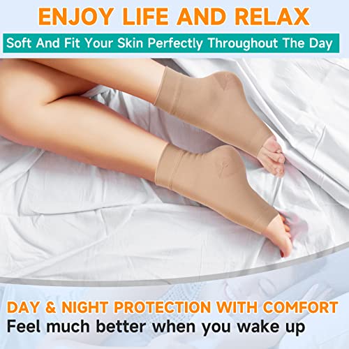 TOFLY Plantar Fasciitis Relief Compression Socks 20-30mmHg for Men & Women Beige 2X-Large (1 Pair)