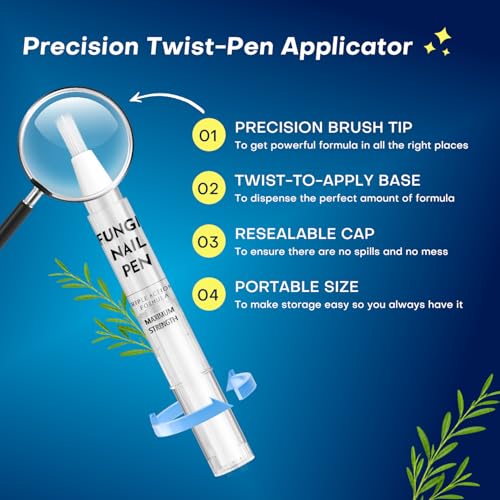 Nail Fungus Treatment Pen for Damaged Nails-Contains 25% Undecenoic Acid, Tea Tree Oils, along with Other Natural Ingredients, Mild and Non-Toenail Fungus Treatment Extra Strength 4pcs
