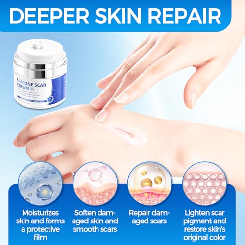 Scar Cream, Silicone Scar Gel, Professional Scar Removal Cream for Surgical Scars, Stretch Marks, Keloids, Burns, Acne, Old and New Scars, 1.76 oz (50ml) 50g