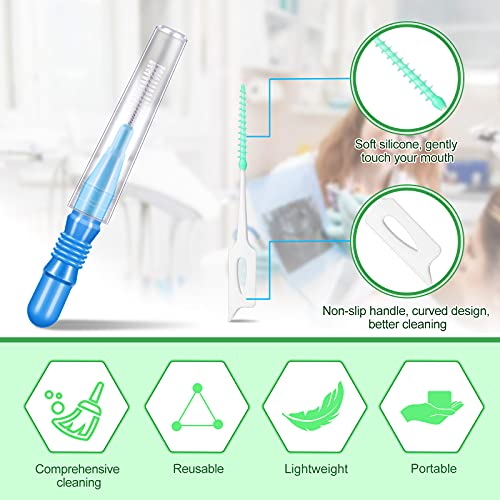 Patelai 350 Pcs Interdental Floss Brush for Teeth Oral Care Blue, Red