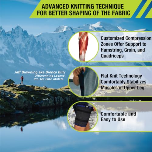 Pro-Tec Athletics 3D Flat Thigh Sleeve, Medical Grade Compression, Upper Leg Support Small