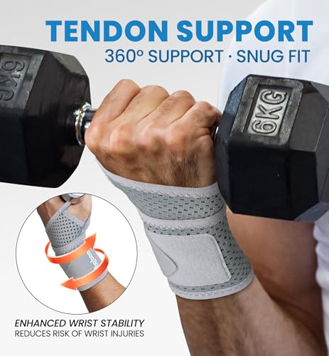 2-Pack Ultra-Thin Wrist Braces, Breathable Comfort Mesh Fabric Support for Pain Relief - Ideal for Carpal Tunnel, Tendonitis, Sports, Fitness and Daily Use - Adjustable Wrist Support (Gray) Gray
