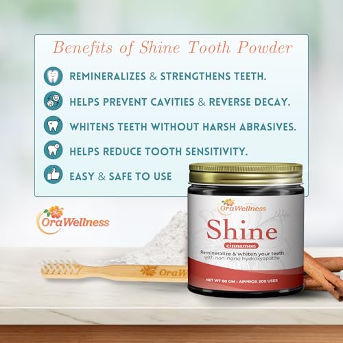 OraWellness Shine Remineralizing Tooth Powder with Hydroxyapatite, Cinnamon