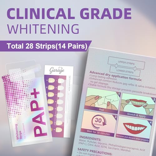 Teeth Whitening Strips 14 Treatments -Fast Result Remove Stains - Sensitive Teeth Whitener - Enamel Safe White Strips - Teeth Whitening Kit Pack of 28 Non-Slip Strips - Professional Tooth Whitening