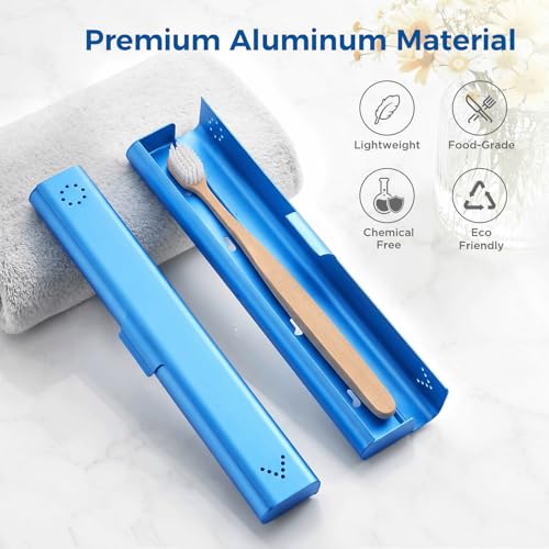 Toothbrush Travel Case Aluminum, Portable Toothbrush Holders, 1Pack Black, 1Pack Blue, Bundle Product