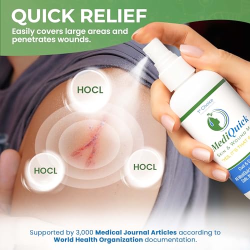 MediQuick Hypochlorous Acid Spray Mist, Antiseptic Spray No-Sting, 4 oz Skin & Wound Mist (4 Ounce)