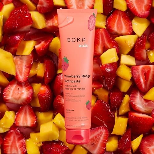 Boka Kids Toothpaste - Fluoride Free Nano Hydroxyapatite Toothpaste 4 Ounce (Pack of 3) F. Orange Cream, Watermelon Mint, Strawberry Mango