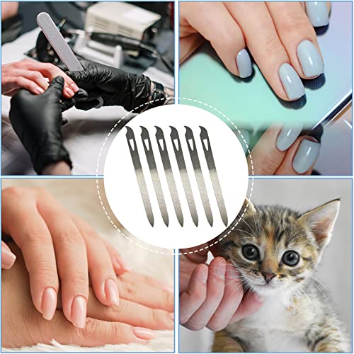 Nail Files for Natural Nails (6 Pack), Metal Nail File 5.5’’ Stainless Steel Thin Durable Nail Filer with Curved Sharp Pointed Tip Double Sided Manicure Pedicure Toenails Tools 6 Pcs/Silver/5.5 IN