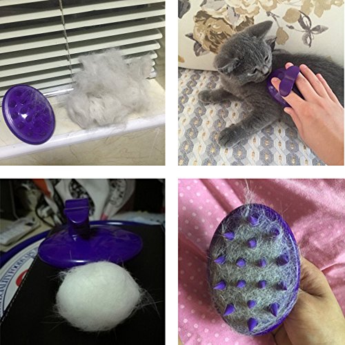 Cat Brush with Soft Rubber Pins, Washable Silicone Pet Brushes for Indoor Cats Grooming Shedding Massage Bath, No Scratching Removes Hair Mats Tangles and Loose Fur for Short to Long Haired Purple - BeesActive Australia