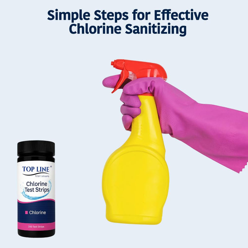 200 Chlorine Test Strips for Food Service 0-500 ppm (Value Pack) - Bleach Sanitizer Test Strips Food Service - Sanitizer Testing Strip - Chlorine Tester - Restaurant Supplies 200 Strips