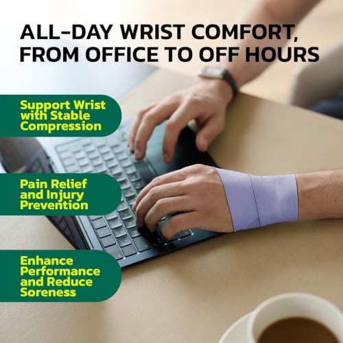 aoFIT Wrist Brace 2 Pack Reinforced Support for Tunnel & Tendonitis Purple