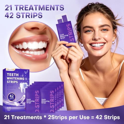 Purple Teeth Whitening Strips 42 Count, Removes Yellow Teeth Stains