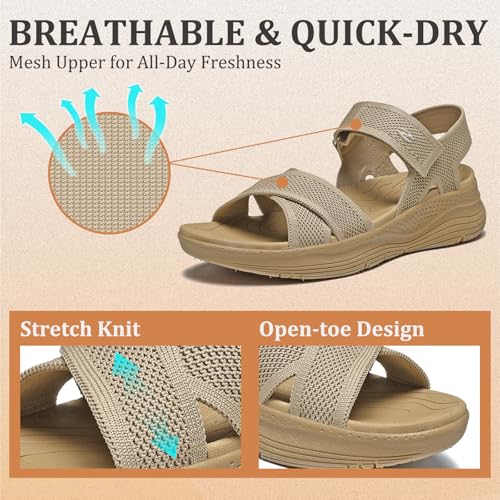 Bravover Womens Orthopedic Walking Sandals with Arch Support 9 Brown