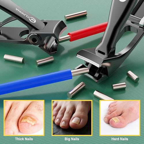 Nail Clippers for Seniors, CLPPNA Wide Jaw Fingernail Clippers and Angled Head Toenail Clippers for Thick Nail, 4 Pack Professional Nail Clippers for Men, Women&Pregnant, Black Black Wide Opening & Angled Head