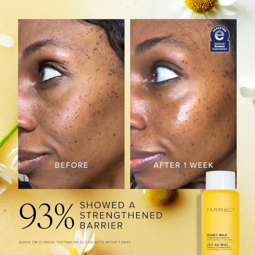 Farmacy Honey Milk Face Essence - Hydrating Milky Toner with Honey, Ceramides, Chamomile + Aloe - Helps Strengthen Skin Barrier + Replenish Moisture - Soothing + Calming Skincare (50ml) 1.7 Fl Oz (Pack of 1)