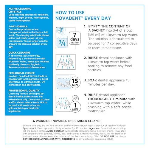 Novadent Retainer Cleaner - 168-Day (2 x 12 sachets) 12 Count (Pack of 2)