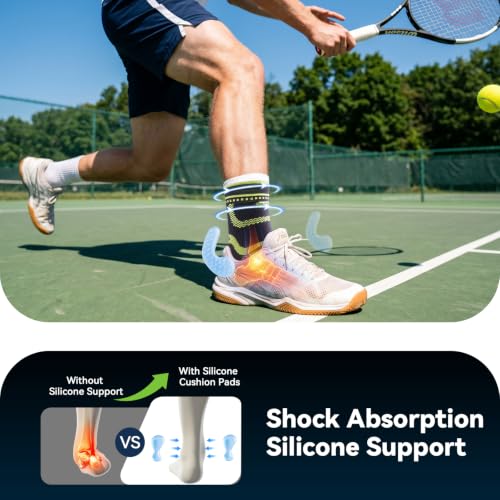 Ankle Brace for Men & Women, Compression Ankle Support with Dual Silicone Pads & Wraparound Strap for Sprained Ankle, Ankle Instability, Tendon Support & Everyday Stability (Black, Medium) Black-Medium