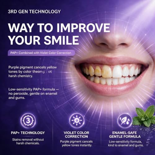 Purple Teeth Whitening Strips V34 Pap+ 15 Treatments 30 Strips Teeth Professional Brightening Removes Stains in 30 Minutes Safe for Enamel Non Sensitive Teeth Whitening EXTRA 19