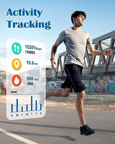 RUIMEN Smart Watches for Men Women, Bluetooth Calls, Fitness Tracker Black