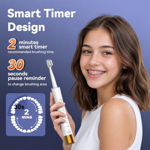 JTF Orthodontic Electric Toothbrush for Braces with 6 U-Shaped Brush Heads