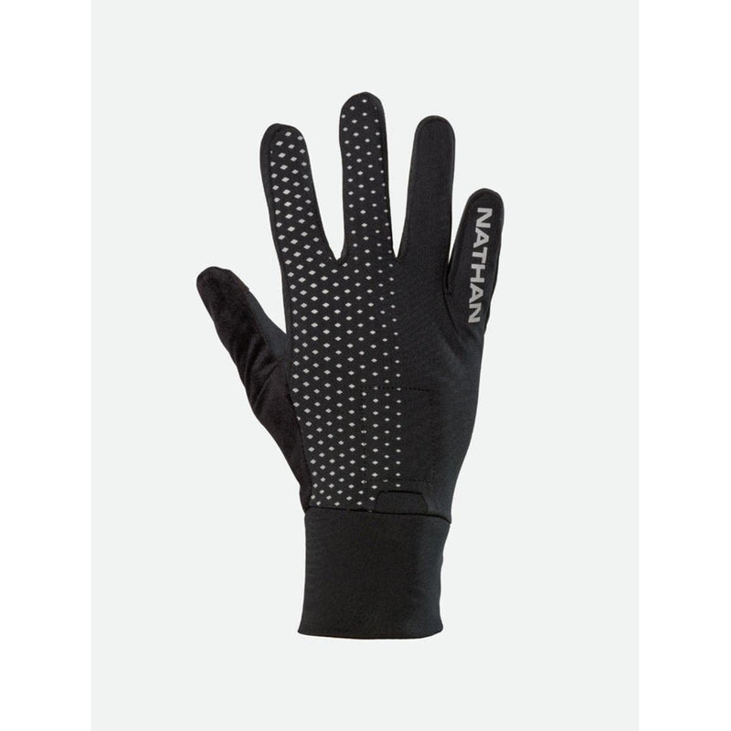 Nathan Reflective Gloves. for Running and Outdoor Activity. Touch Screen Finger for Smartphone Use. Black/Geo Print Large