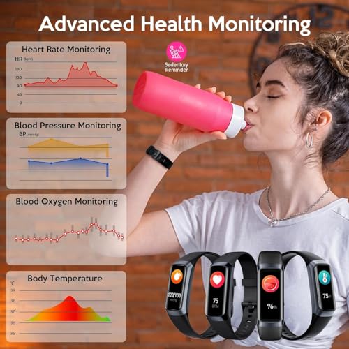 Fitness Tracker, 2026 Smart Band with Heart Rate & Blood Pressure Monitor, IP67 Waterproof Activity Tracker with Sleep Tracking & Step Counter for Men Women, Black