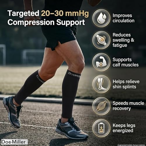 Doc Miller Calf Compression Sleeves for Petite Women & Men, 20-30 mmHg 3X-Large Beige