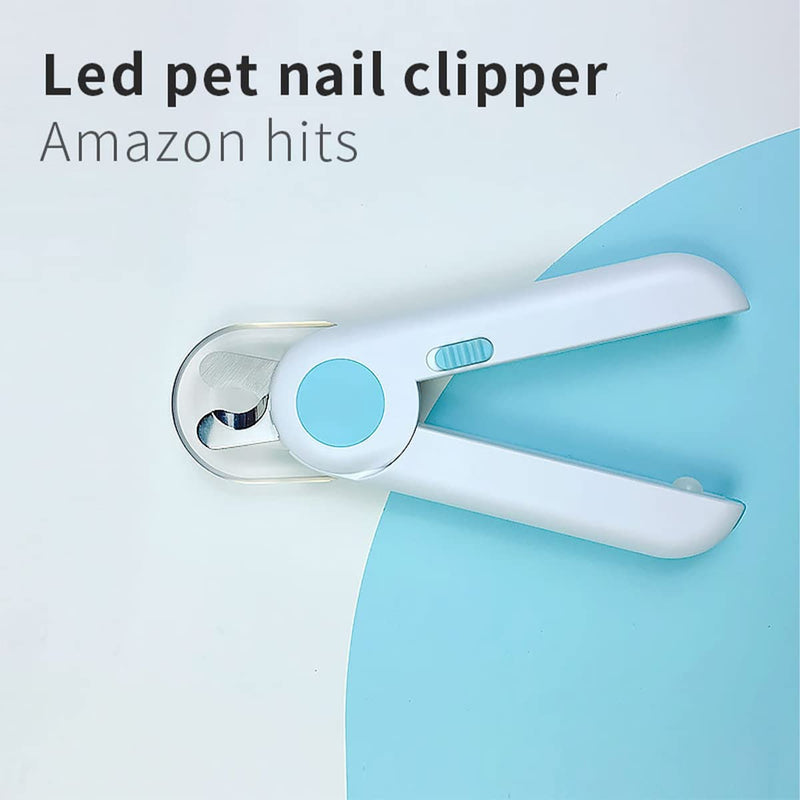 EPROICKS nail clippers with LED light for dogs and cats, claw scissors for cats and dogs, with nail file and splash-proof protection device, for medium and small pets, claw care blue - BeesActive Australia