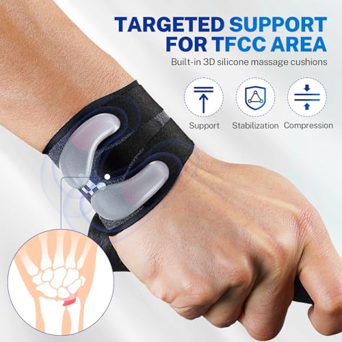 Ultra Thin TFCC Wrist Brace, Targeted Support for TFCC Pain Relief Recovery Black