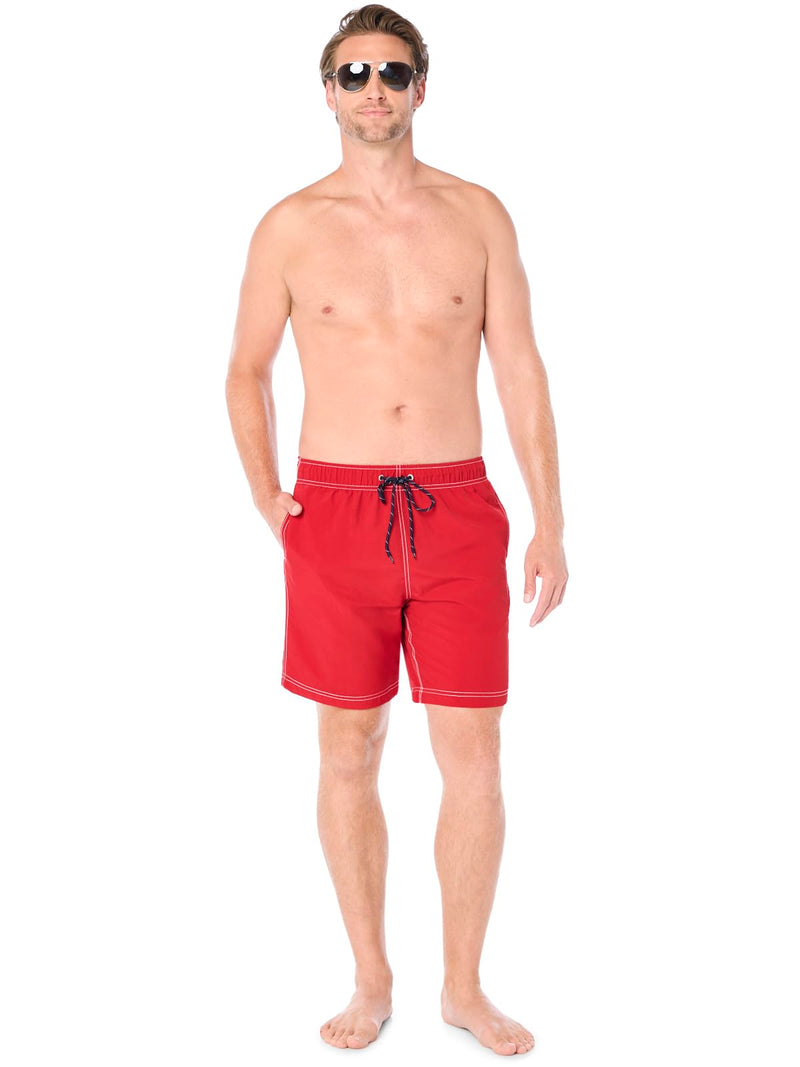 Nautica Men's Solid Quick Dry Classic Logo Swim-Trunk Standard X-Large Nautica Red - BeesActive Australia