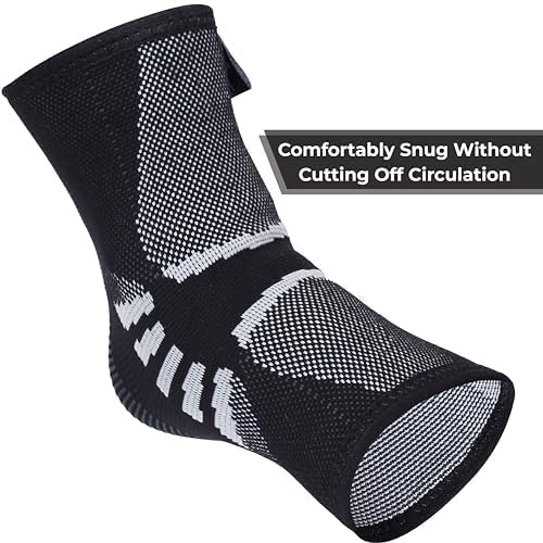 Nordic Lifting Ankle Brace Compression Sleeves (1 Pair) - Professional Support for Men Women Sprained Ankle Achilles Tendonitis Recovery & Prevention - Adjustable Fit with 1 Year Warranty Medium