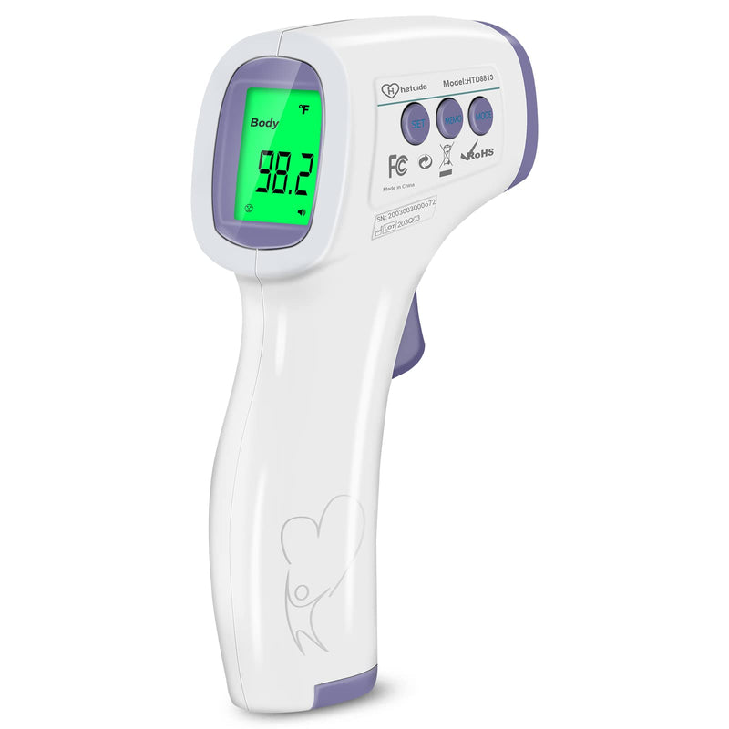 Digital Thermometer for Adults and Kids, No Touch Forehead Thermometer for Baby, 2 in 1 Body Surface Mode Infrared Thermometer with Fever Alarm and Instant Accuracy Readings Purple