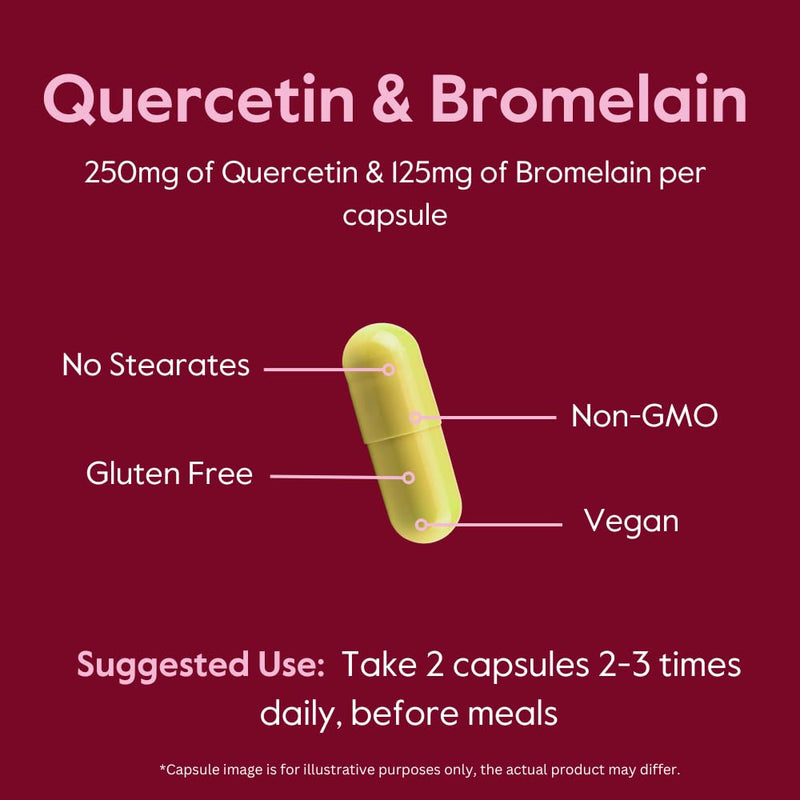 BESTVITE Quercetin with Bromelain 500mg/250mg (240 Vegetarian Capsules) (120 x 2) - No Stearates - No Silicon Dioxide - Vegan - Non GMO - Gluten Free 120 Count (Pack of 2) - BeesActive Australia