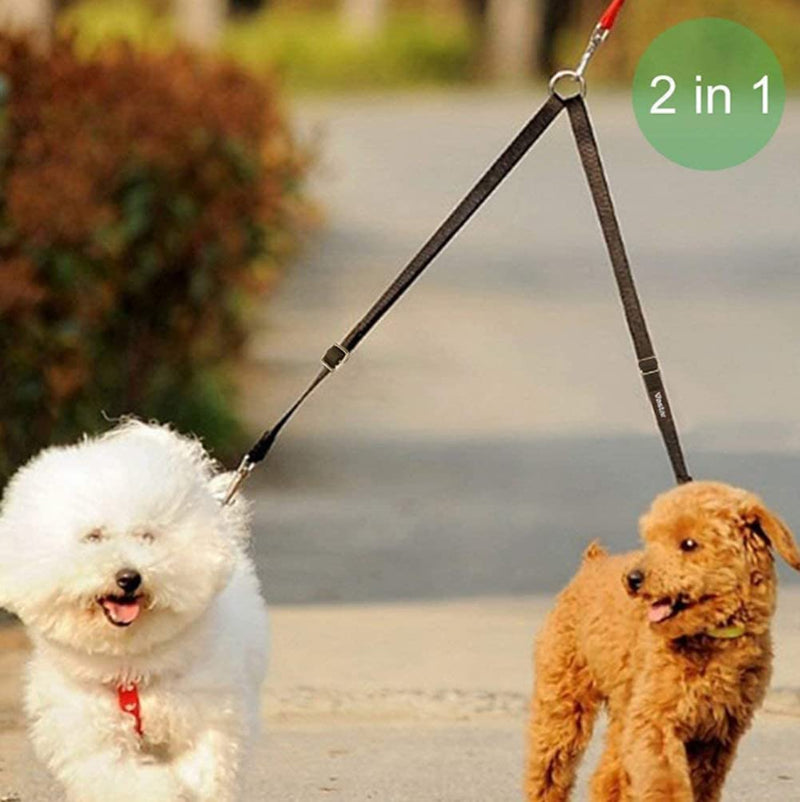 8.4FT Long Black Nylon Multifunctional Double-Ended Dog Leash Hands Free Dog Leash Adjustable Puppy Lead Rope for Medium Large Dogs - BeesActive Australia