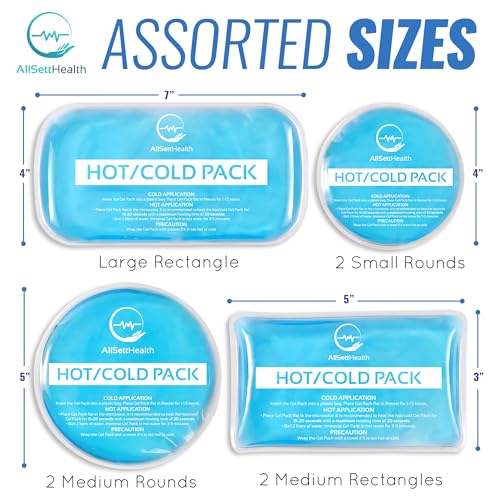 7 Piece Reusable Ice Packs for Injuries, Gel Ice Packs for Cold Therapy (Variety) 7 Pack
